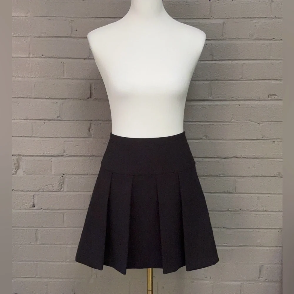 J.Crew  Black Front Wide Pleat  Skirt  6